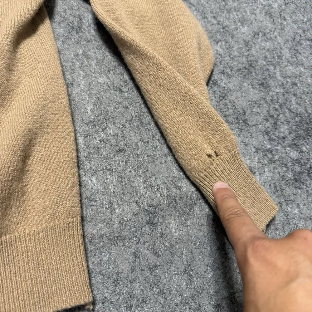 Vintage 80s 90s Made in U.K. Keebler Elf Pure Wool V Neck Sweater Tan Promo XL
